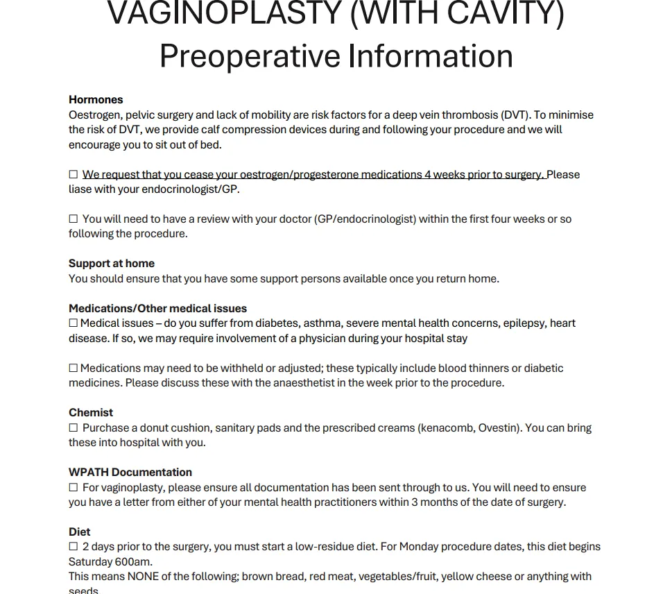 Dr Blecher pre op form part 1